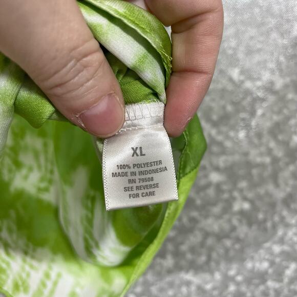Dress Barn Green & White Tie Dye Stripe Silky Feel Blouse - Size XL - Scoop Neck - Picture 5 of 6